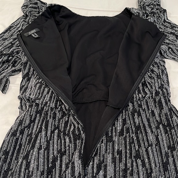 NWT Aidan Mattox Metallic Knit Puff Long Sleeve Sparkly Formal Dress - Size 12 - Picture 14 of 16